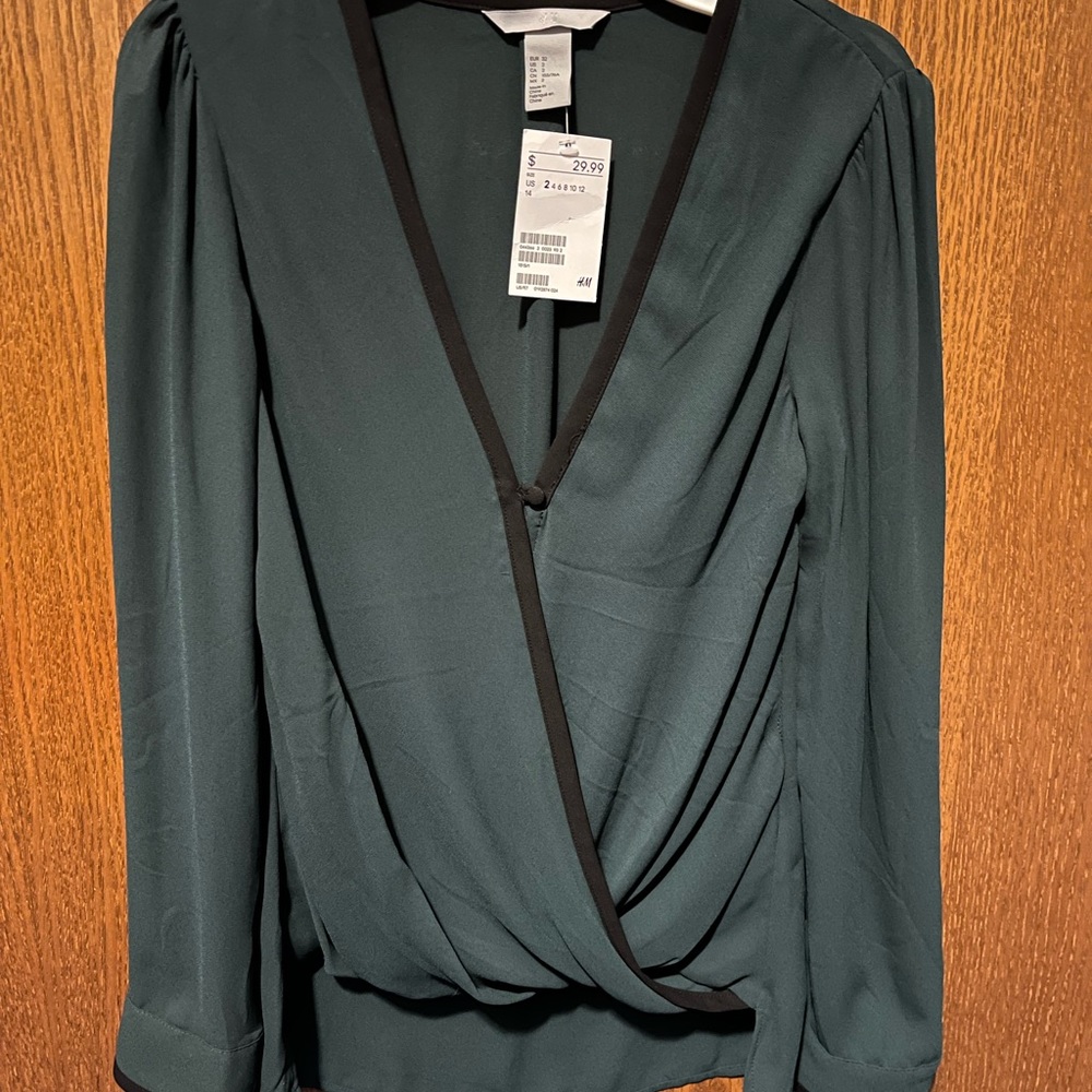Teal wrap dress shirt